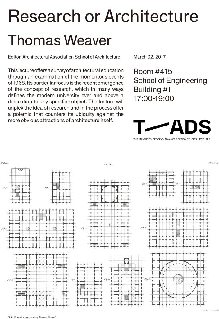 thomas weaver research or architecture university of tokyo advanced design studies